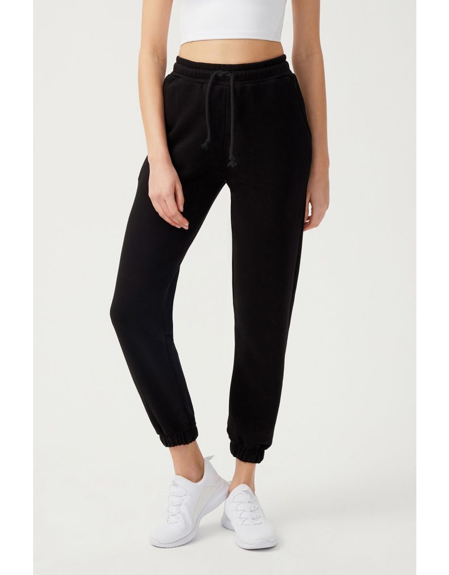 Shop Women s Black Jogger Pants With Elastic Legs Drawstring Online in Qatar VogaCloset