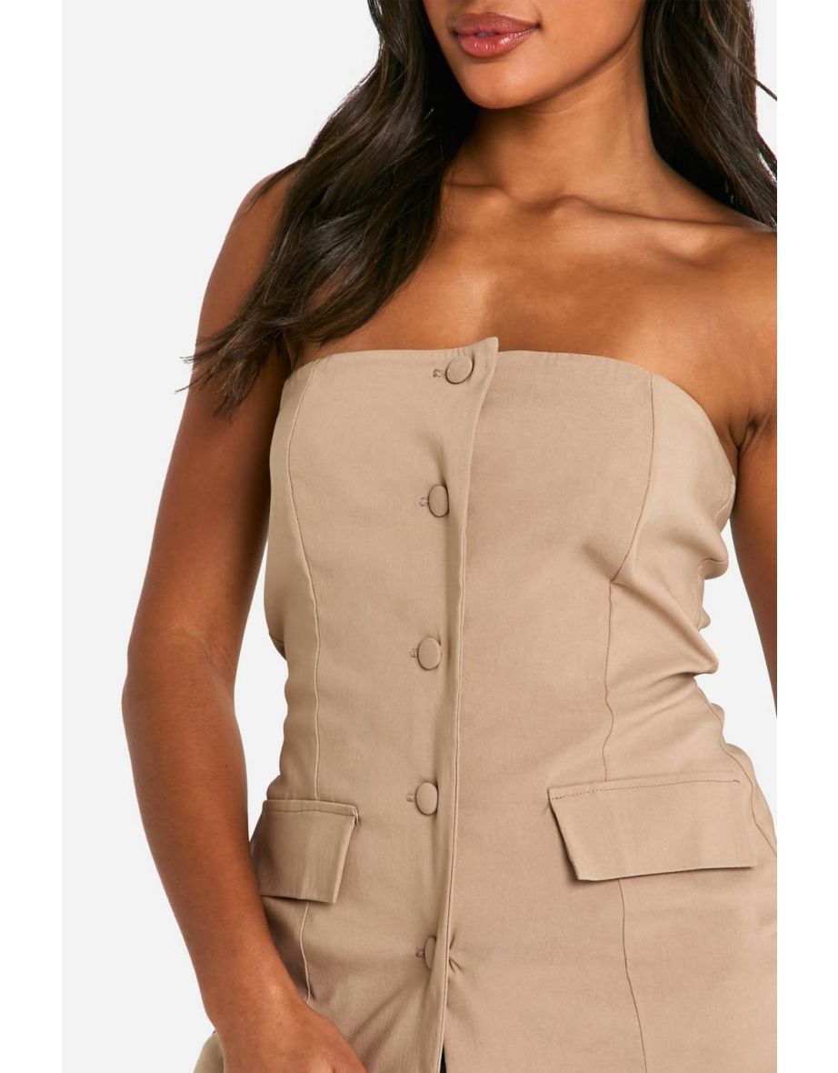 Super Stretch Fitted Longline Bandeau Waistcoat - camel - 3