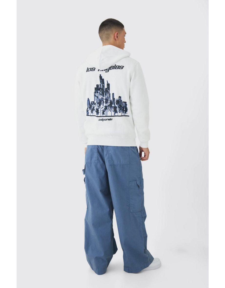 Los Angeles Puff Print Zip Through Hoodie - 2