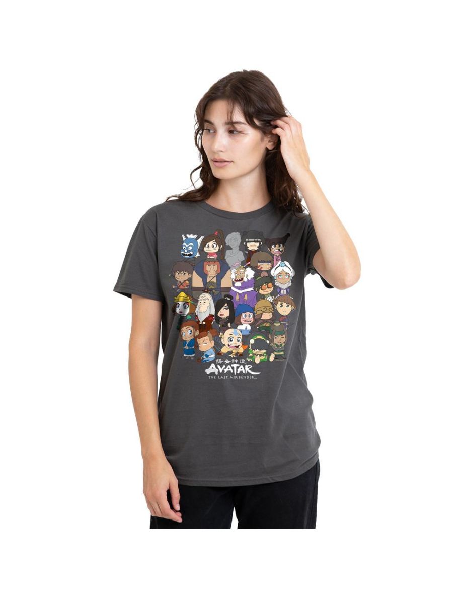 Avatar: The Last Airbender Unisex Adult Chibi Group T-Shirt - Charcoal
