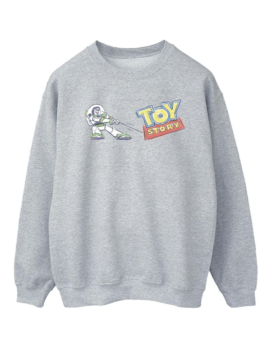 Disney Mens Toy Story Buzz Pulling Logo Cotton Sweatshirt - 1