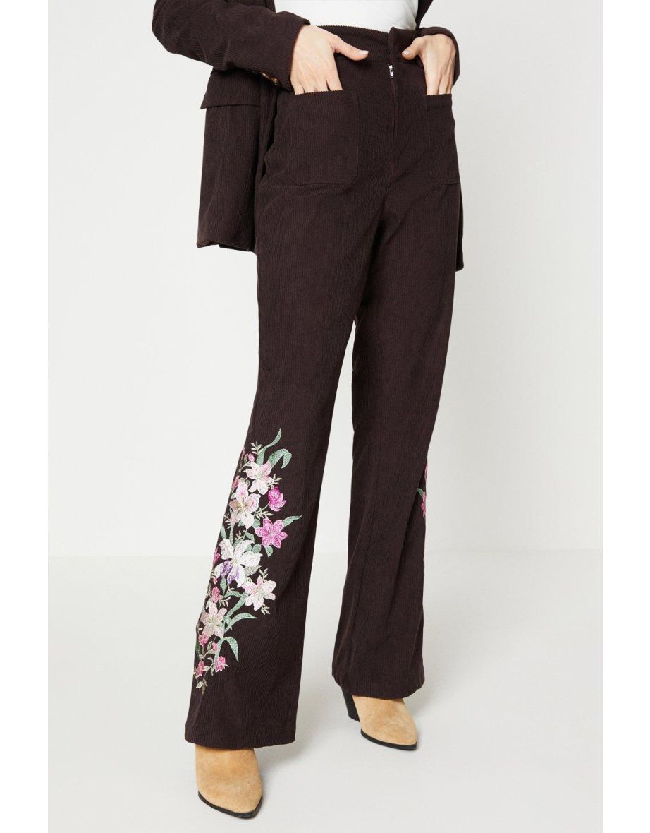 Embroidered Patch Pocket Cord Trouser