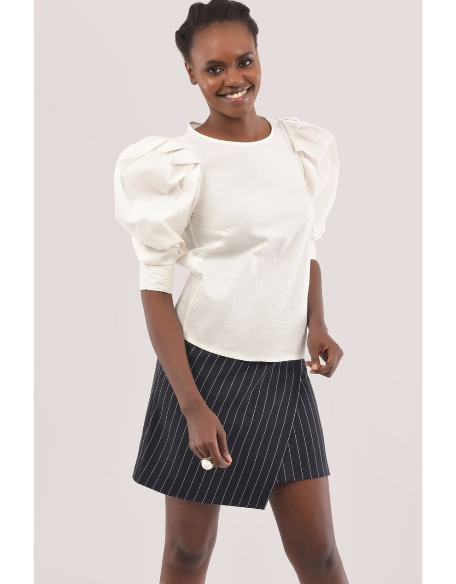 Closet London Ivory Pleated Sleeve Blouse