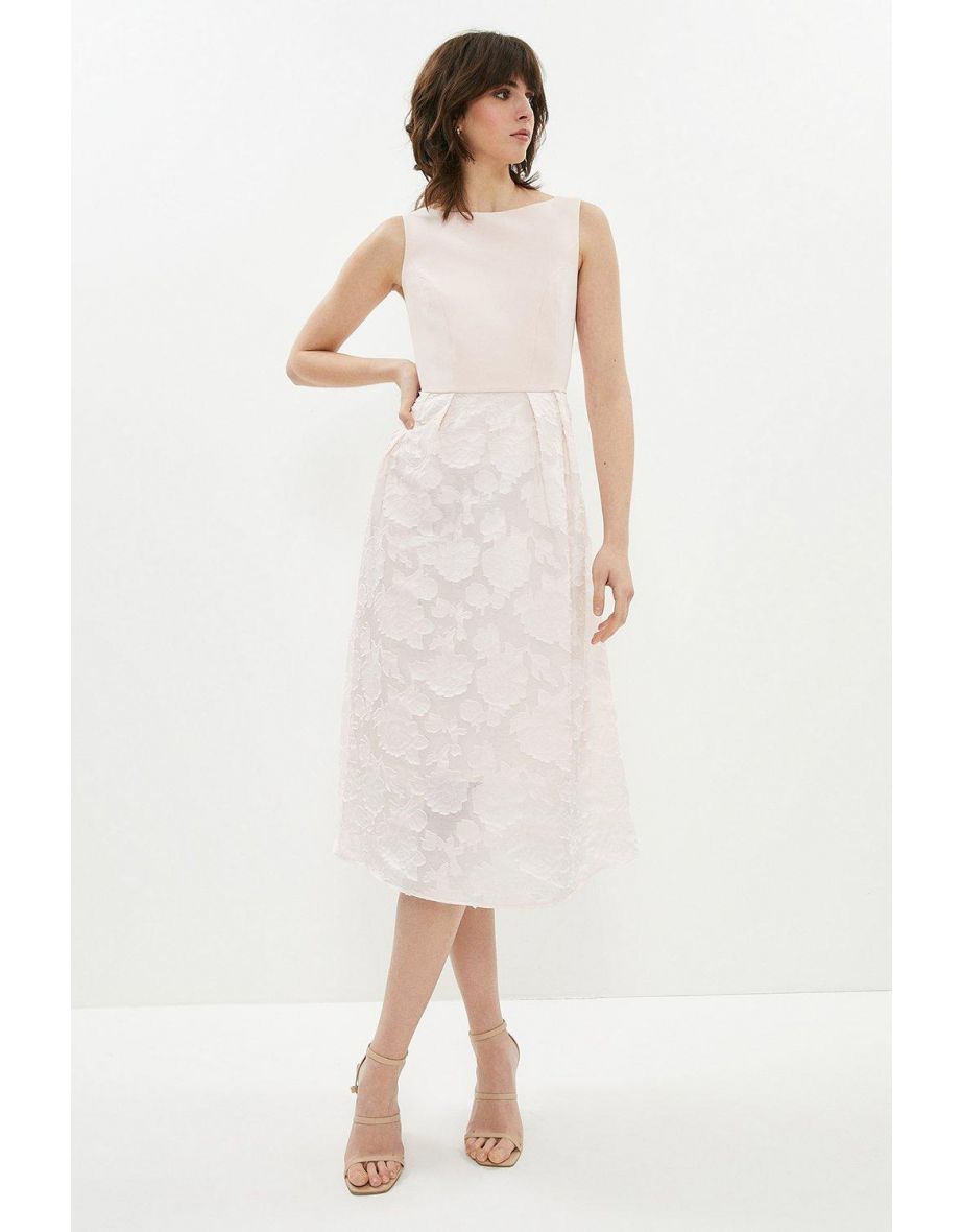 High Low Clipped Jacquard Dress - 3