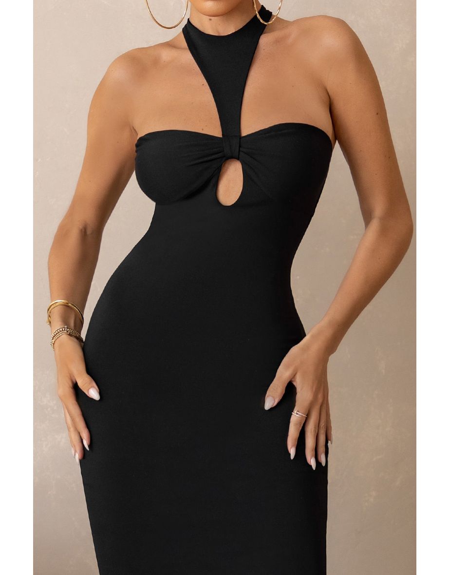 Last Chance | Black Cut-Out Bodycon Midi Dress - 4