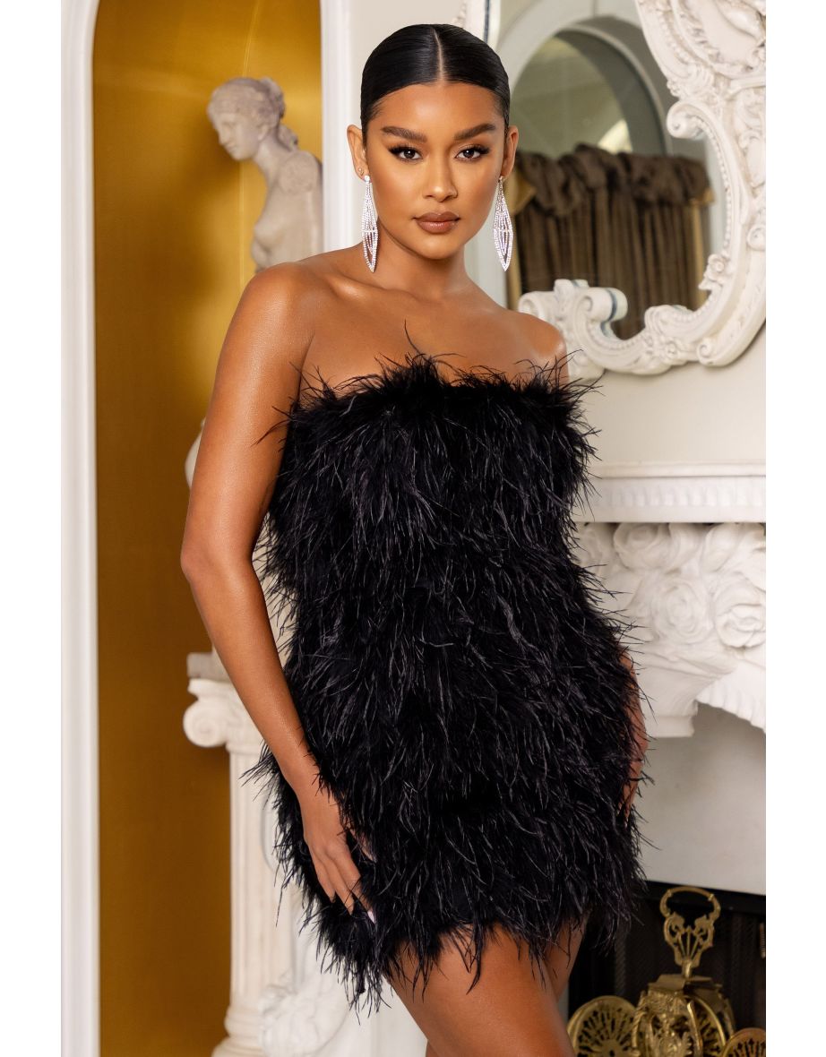 feather bandeau dress