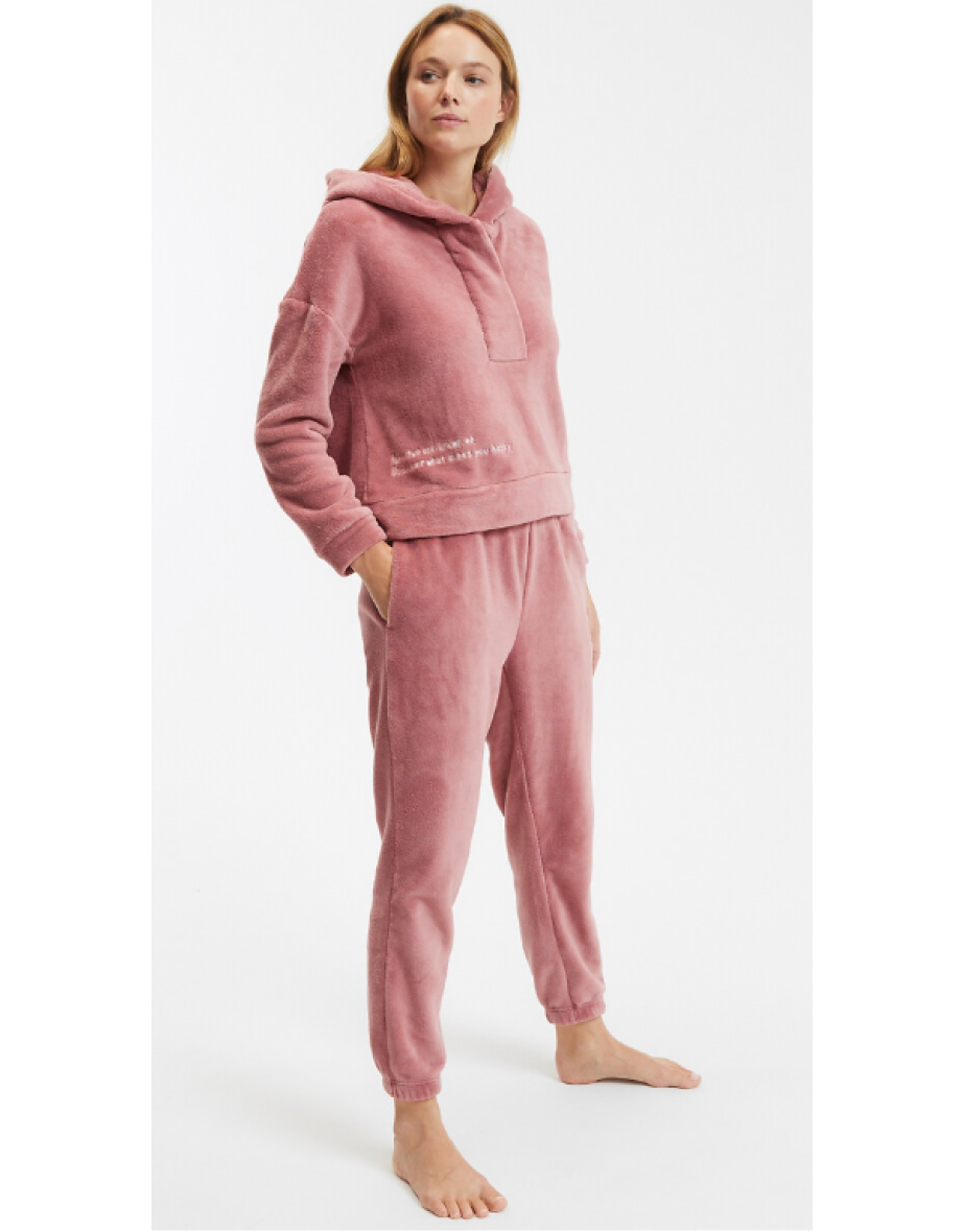 Fleece Hooded Pyjamas with Buttoned Placket
