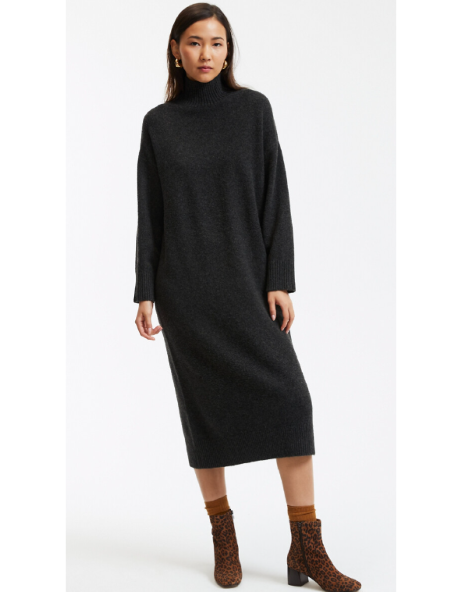 Midaxi Shift Dress with Long Sleeves