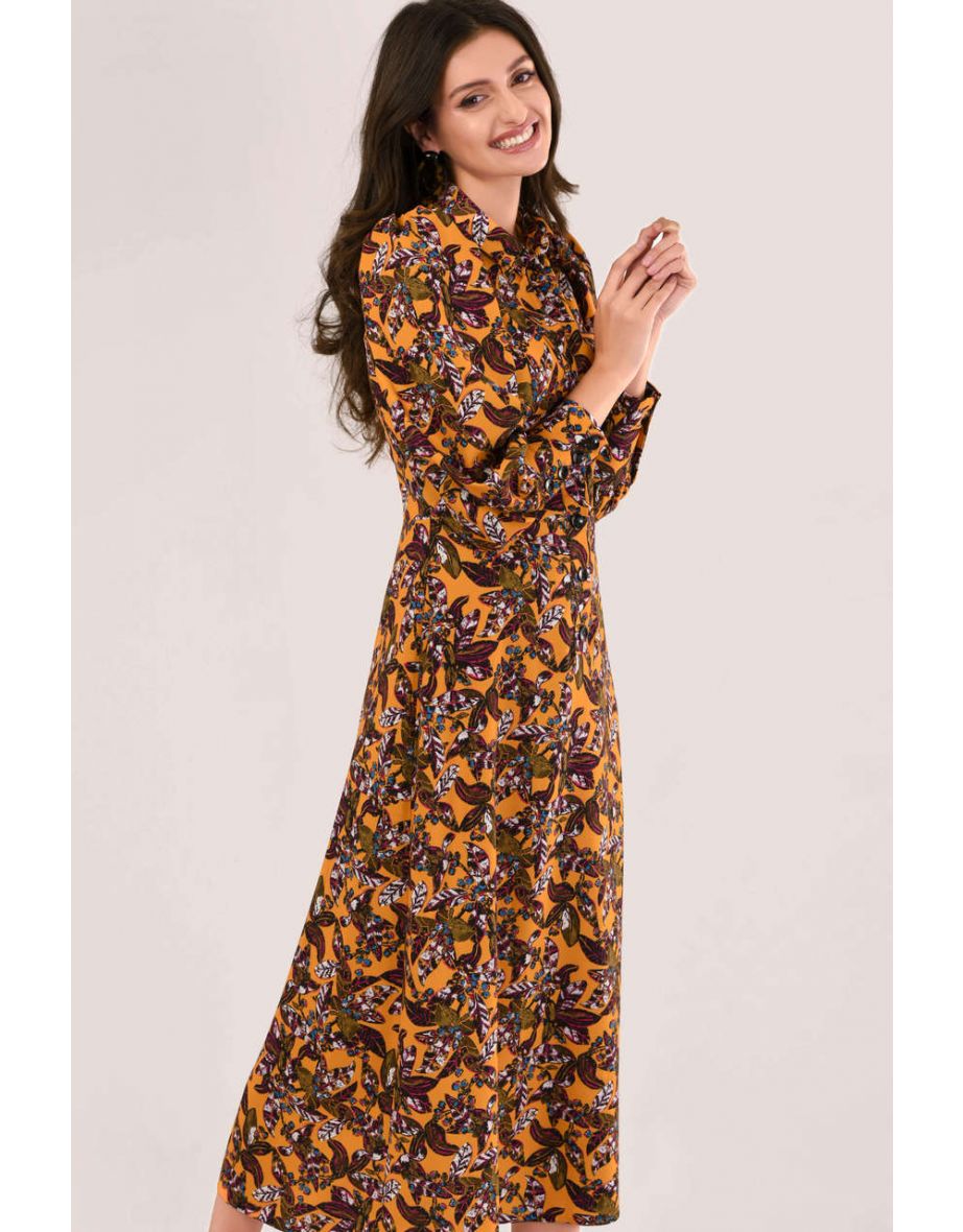 Orange long sleeve hot sale midi dress