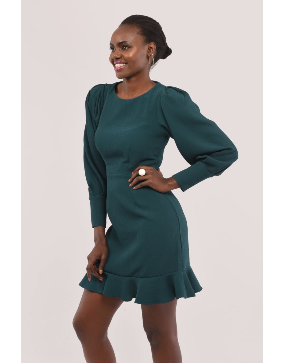 Shop Green Pep Hem Pencil Dress Online in Bahrain VogaCloset