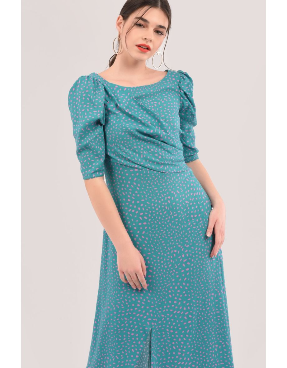 Blue Asymmetrical A-Line Dress - 3