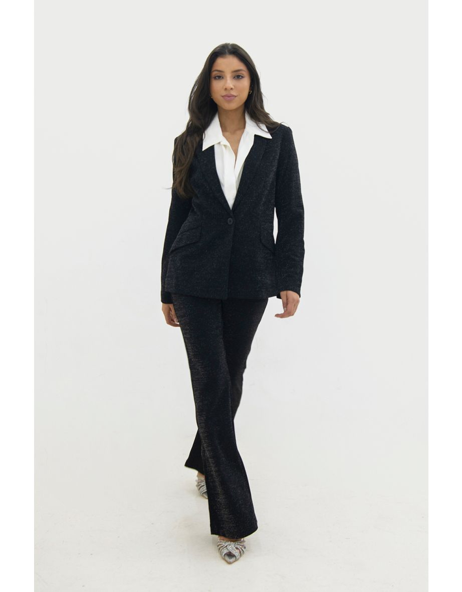 High Waist Glitter Flared Trouser