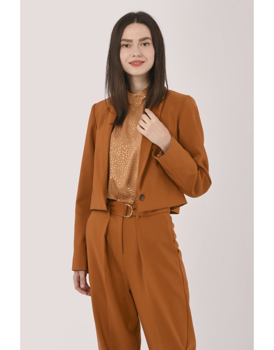Tan Cropped Jacket
