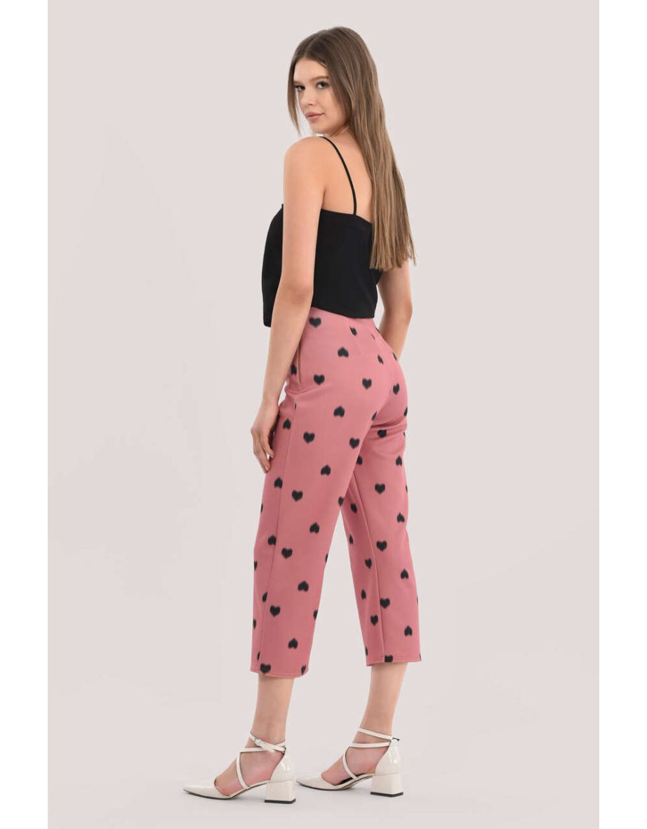 Pink Heart Print Trousers - 2