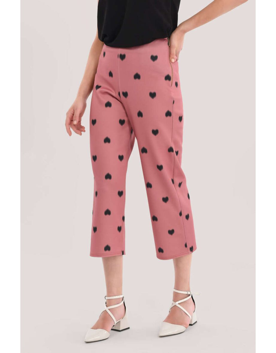 Pink Heart Print Trousers