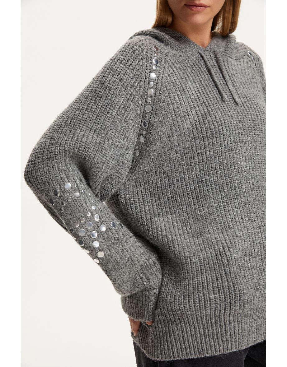 Hooded Knitted Sweater - 3