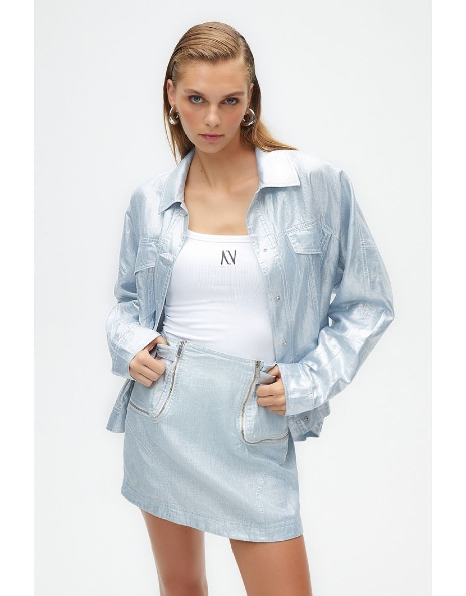 Shop Metallic Shell Detailed Jacket Online in Libya | VogaCloset