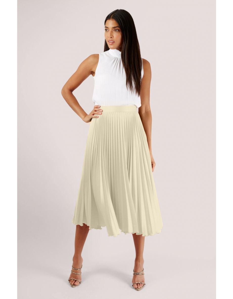 Closet gold pleated top ivory skirt dress