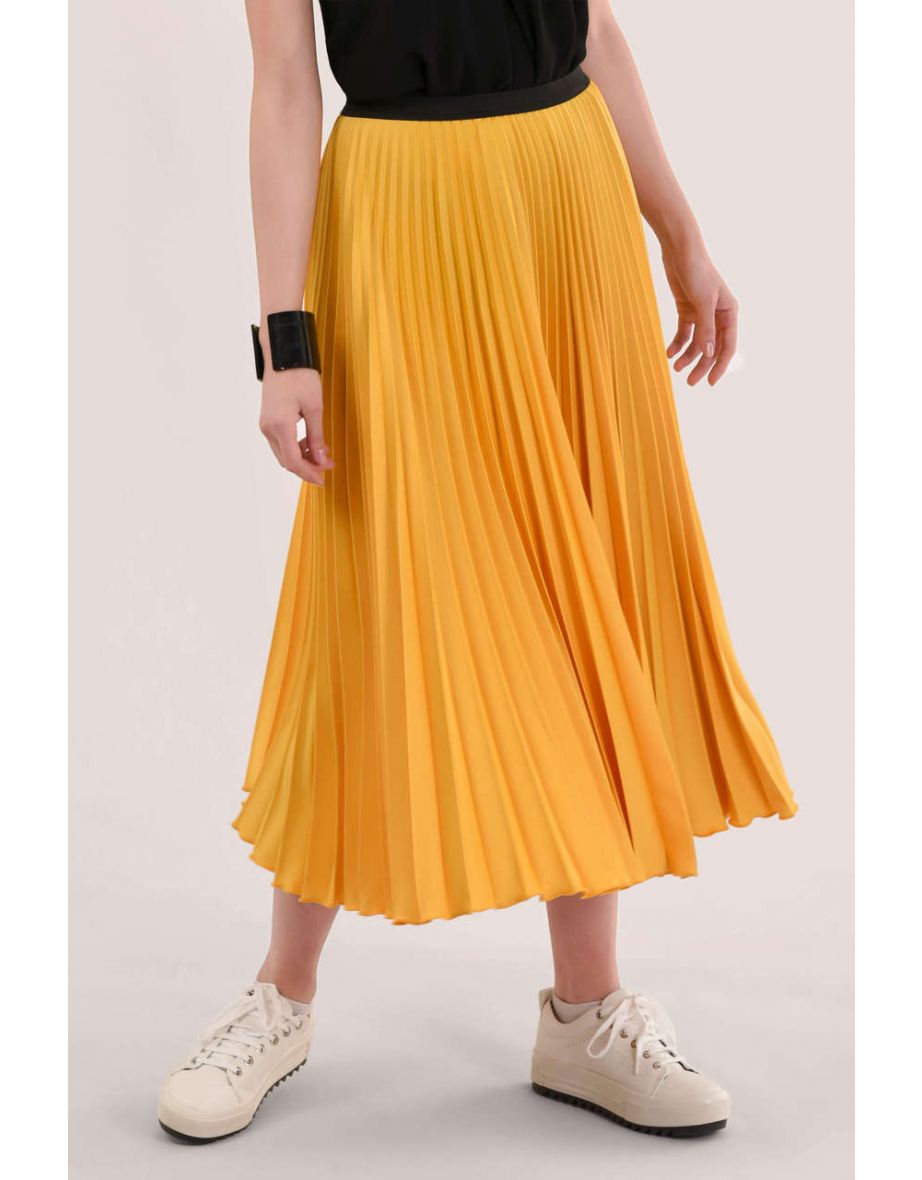 Women Mustard Pleated Skirt - Shop 
