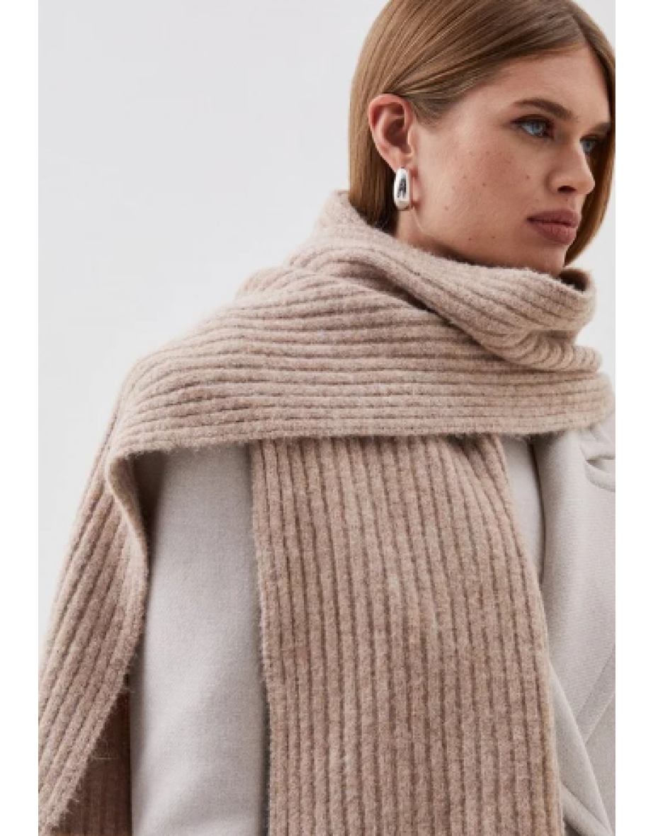 Soft Touch Wool Blend Slim Knit Scarf