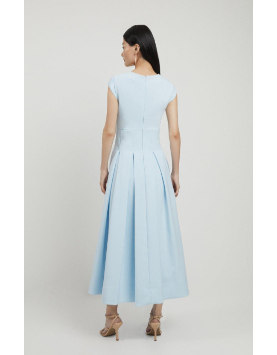 Petite Clean Tailored Square Neck Full Skirted Midaxi Dress - 3