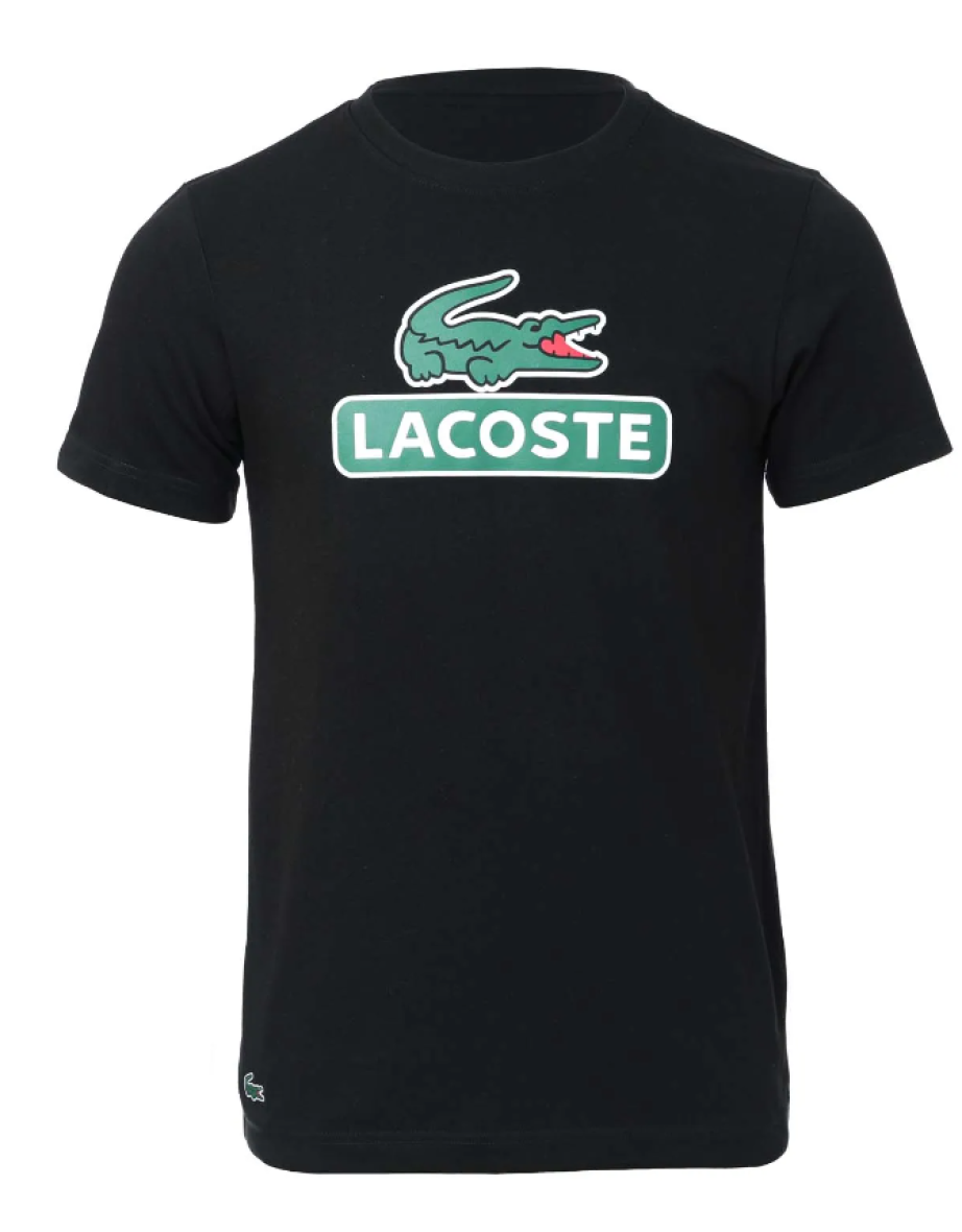 Men's Lacoste SPORT Print Logo Breathable T-Shirt in Black