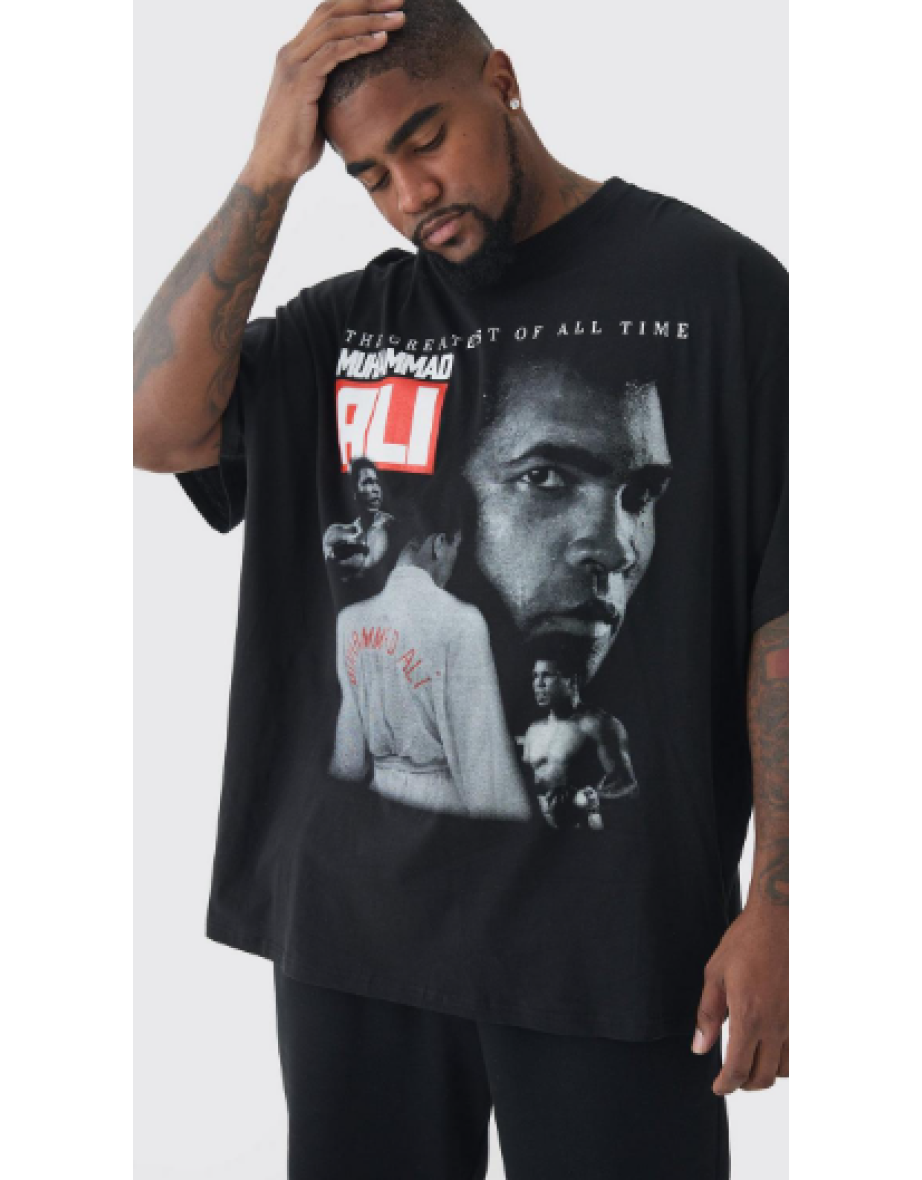 Plus Oversized Muhammad Ali License Print T-Shirt