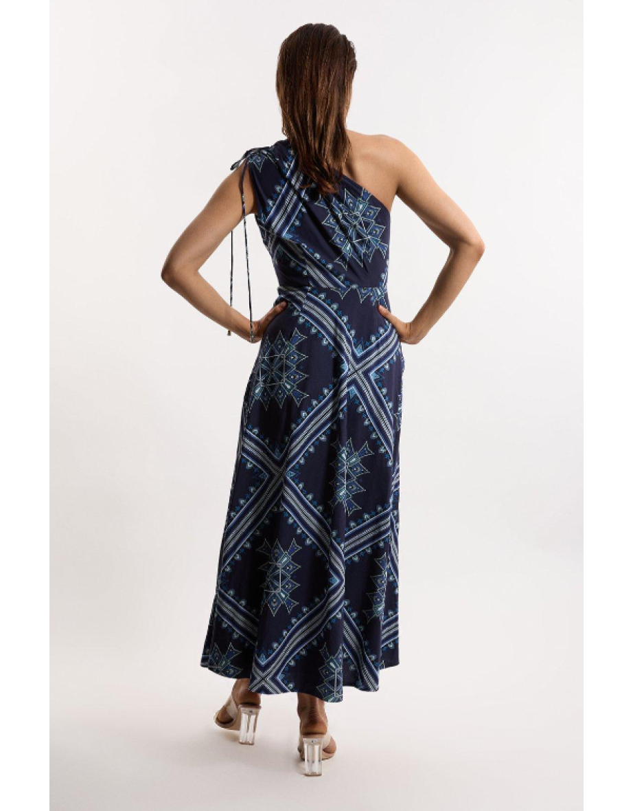 Printed Cotton Voile One Shoulder Maxi Dress - 3