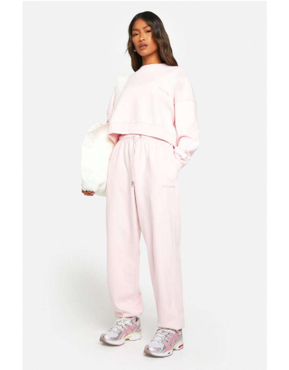 Dsgn Studio Embroidered Boxy Crop Sweatshirt - light pink