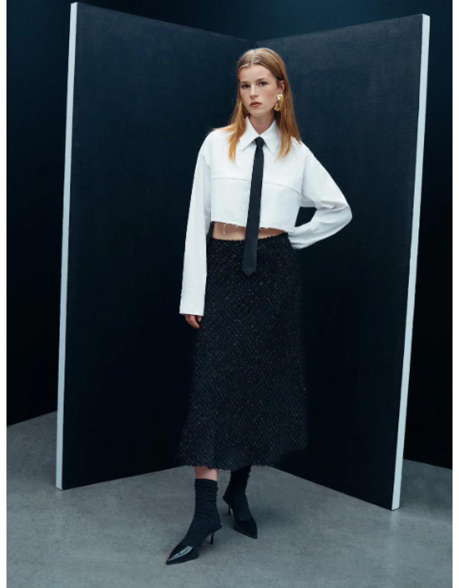 Lurex Tweed Midi Skirt