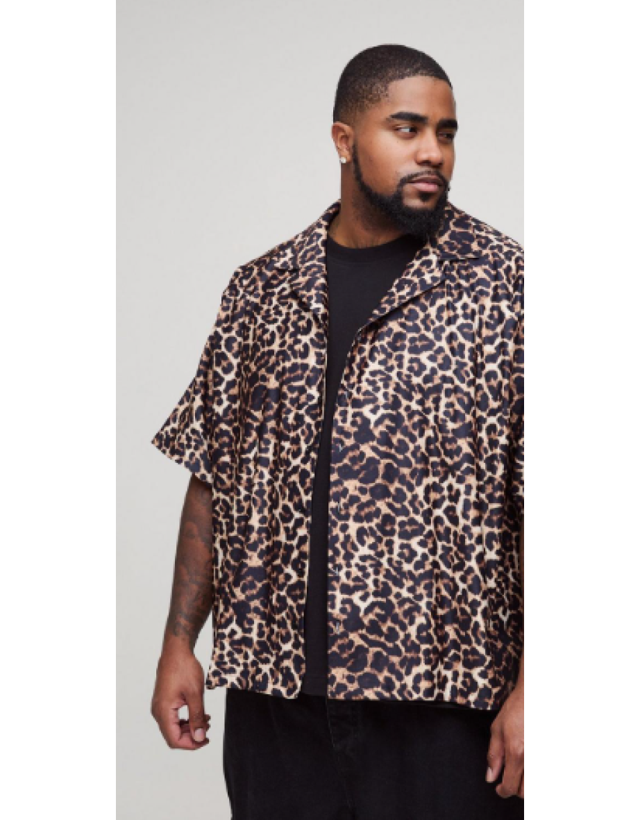 Plus Oversized Leopard Print Shirt