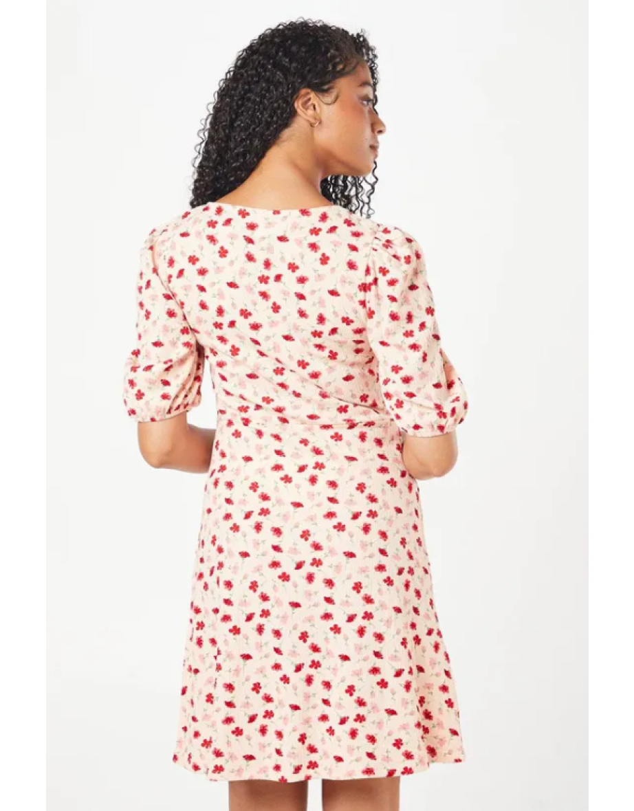 Tall Pink Floral Sweetheart Neck Mini Dress - 3