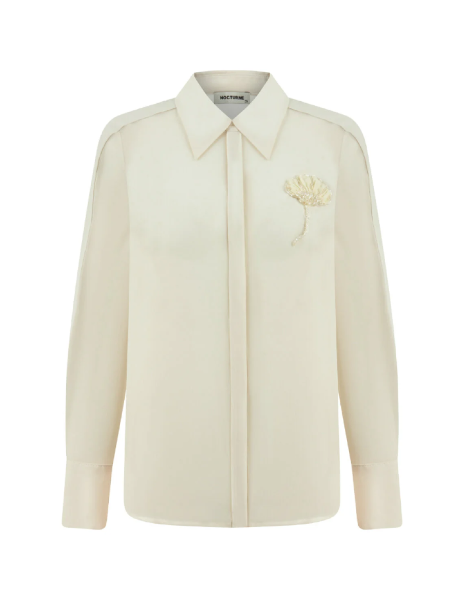 Flower Detailed Transparent Shirt