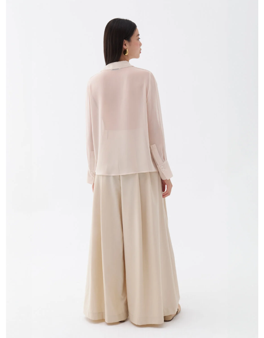 Flower Detailed Transparent Shirt - 1