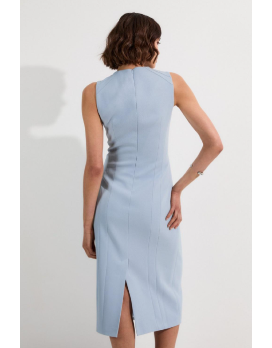 Tall Structured Crepe Sleeveless Tailored Pencil Midi Dress - 3