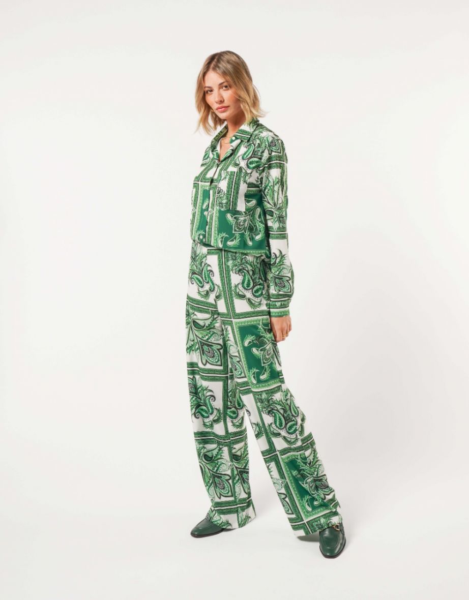 Green Patterned Long Sleeve Shirt - 5