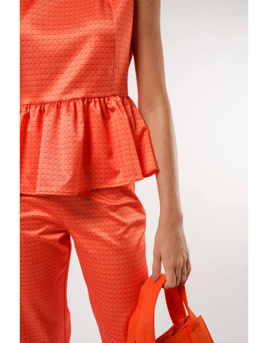 Orange Peplum Top - 6