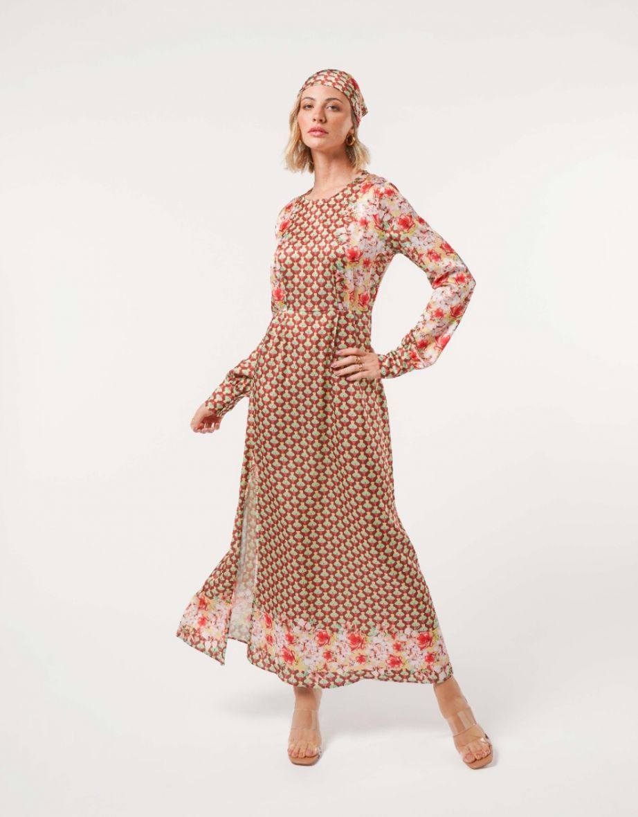 Printed Long Sleeve Dress - 4