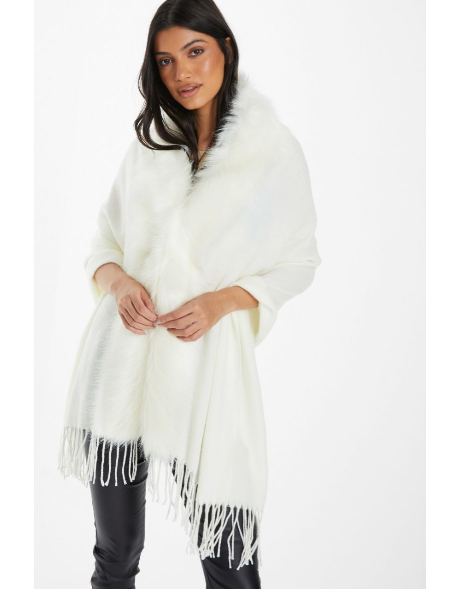 White fur trimmed hotsell cape