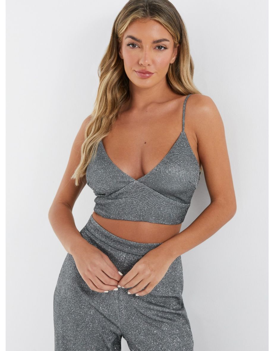 Silver Glitter Crop Top