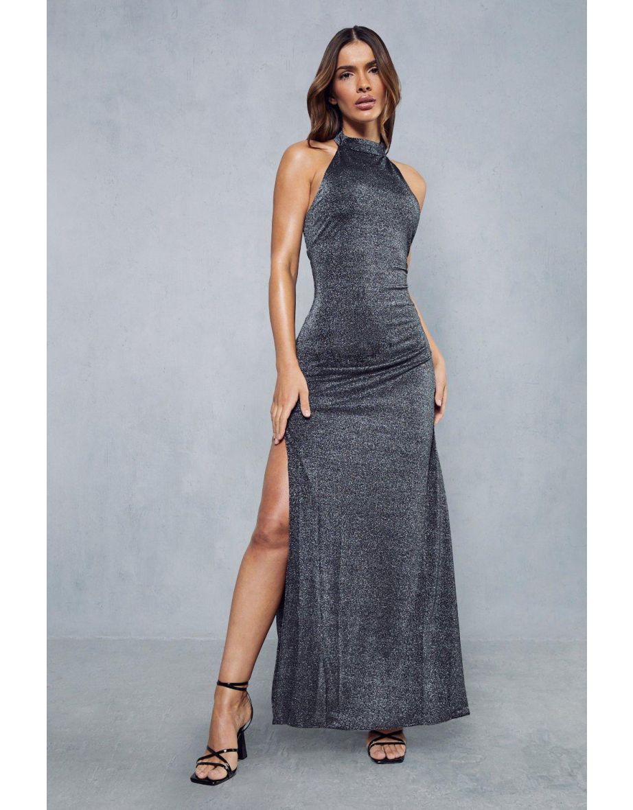 High neck backless maxi dress top