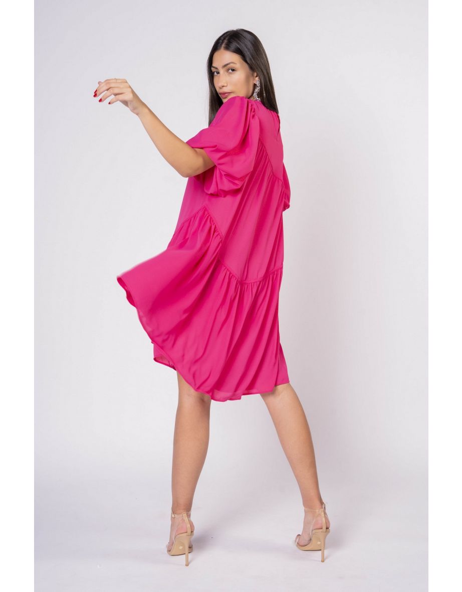 Pink Ruched Column Midi Smock Dress - 5