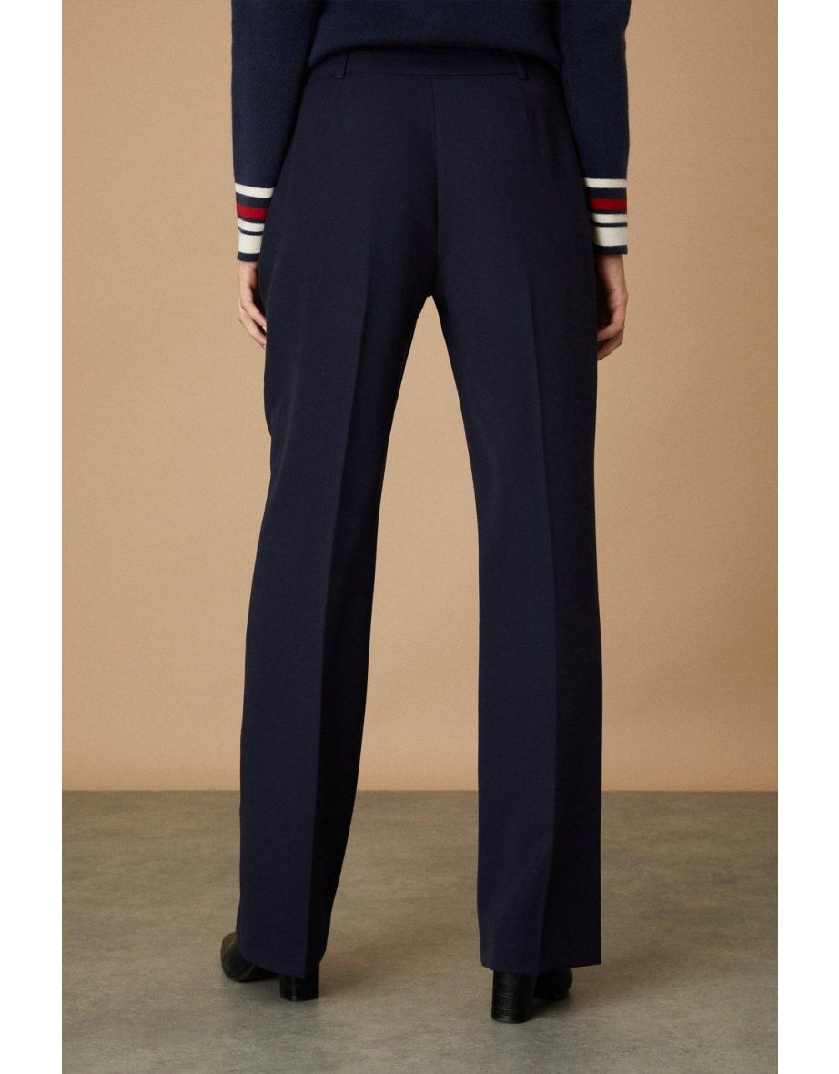 Navy Smart Bootcut Leg Trousers - 2