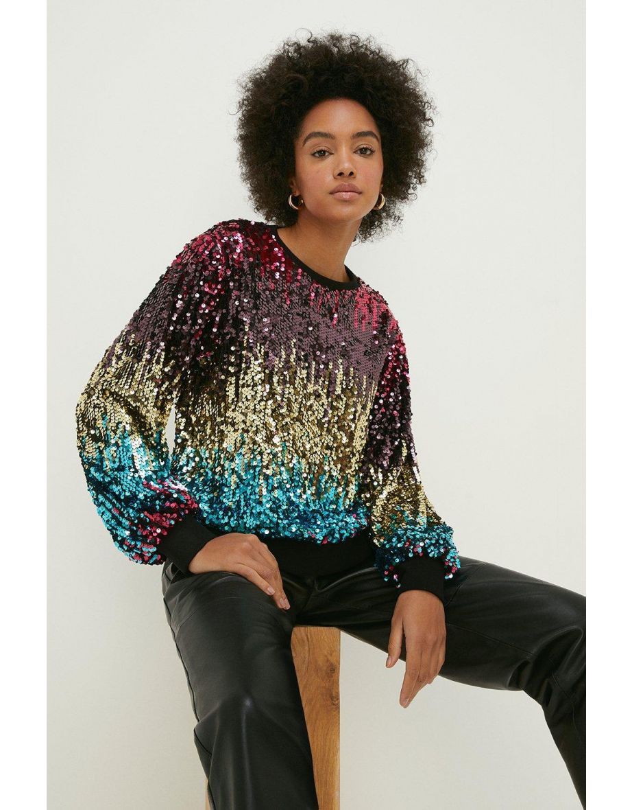 Rainbow on sale sequin sweater