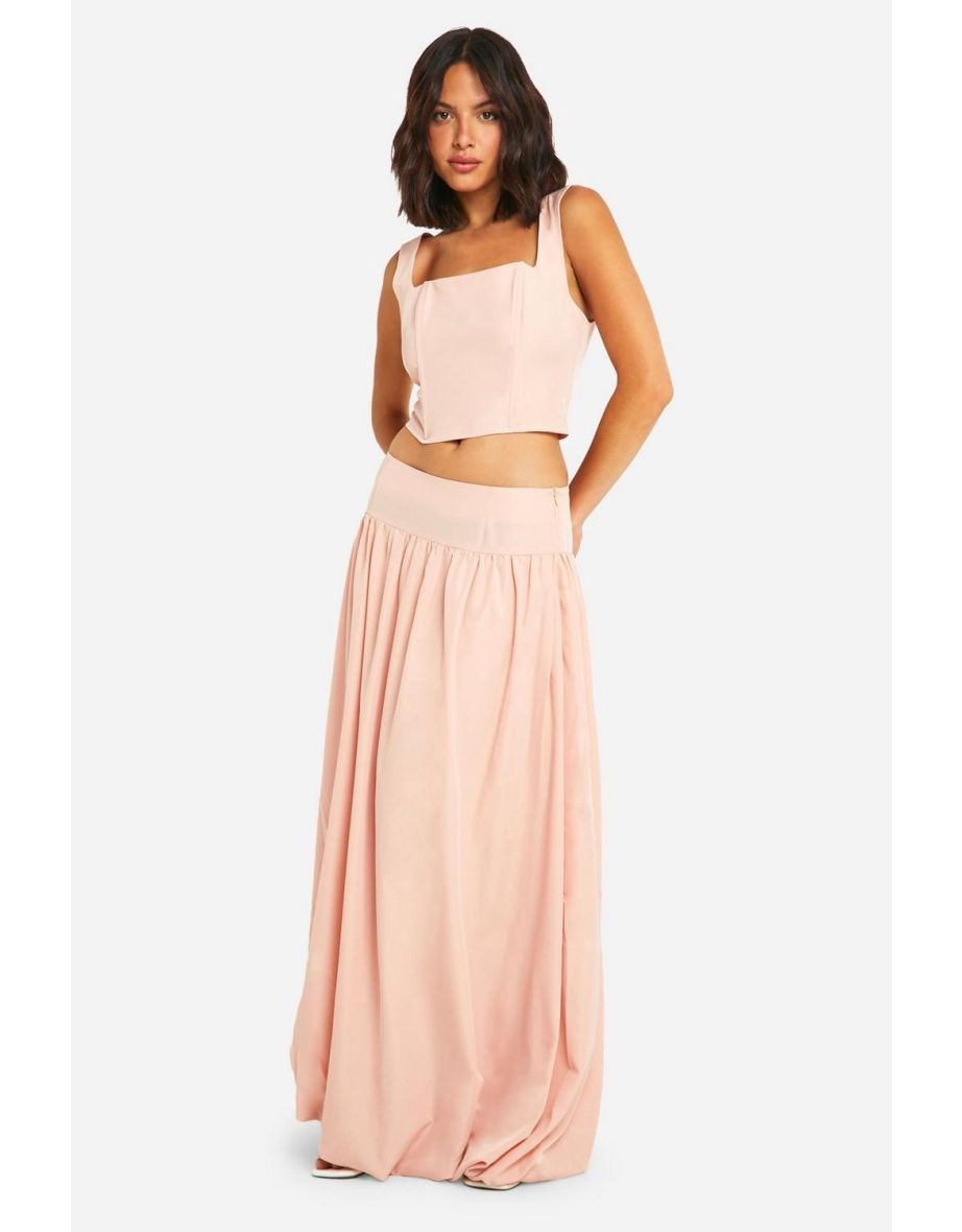 Woven Floor Length Puffball Skirt - soft pink