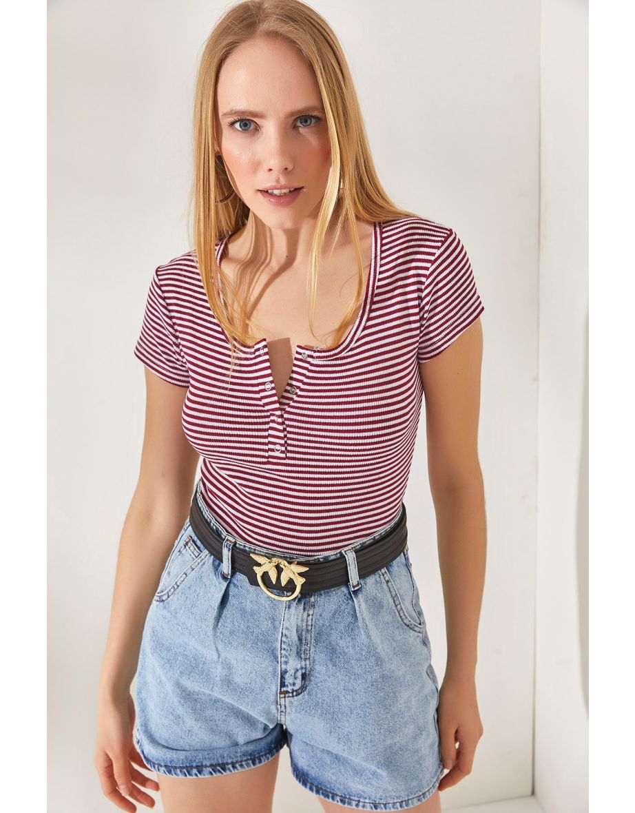 Blouse - Burgundy - Fitted
