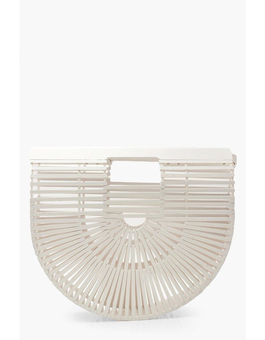 Wooden Structured Grab Bag - Small - white