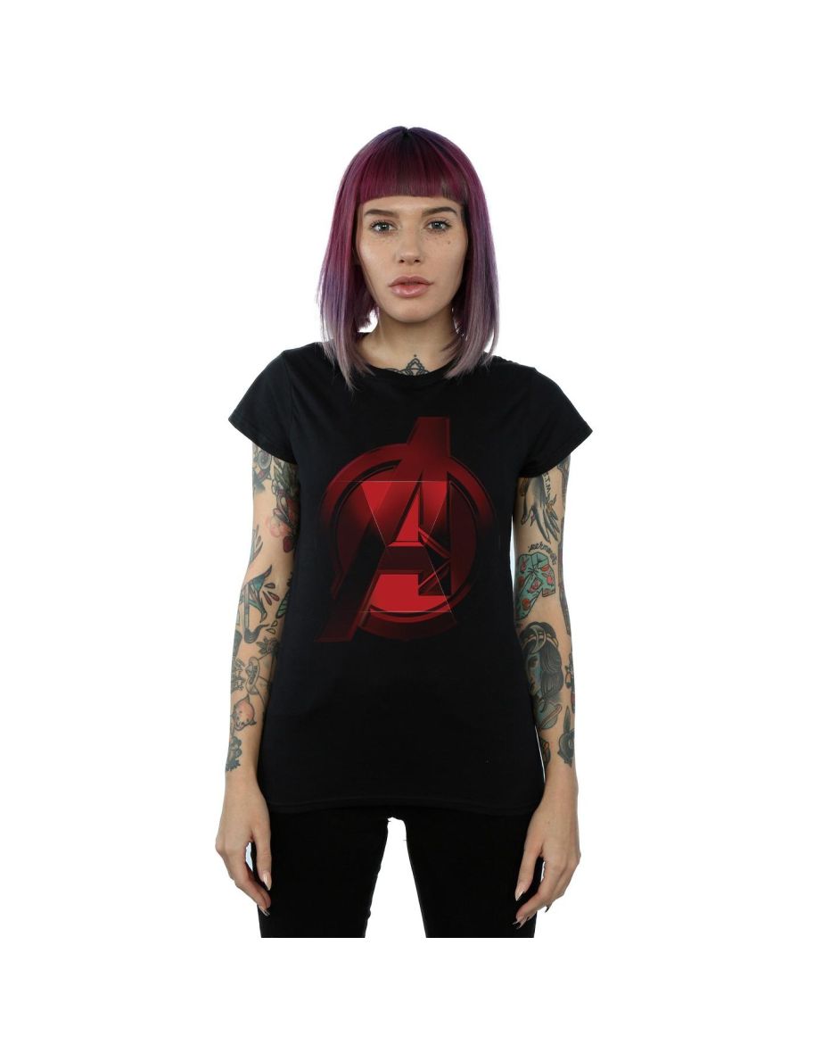Marvel Womens/Ladies Black Widow Movie Avengers Logo Cotton T-Shirt - Black