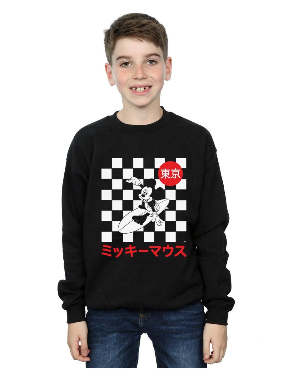 Disney Boys Mickey Mouse Surfing Sweatshirt - Black