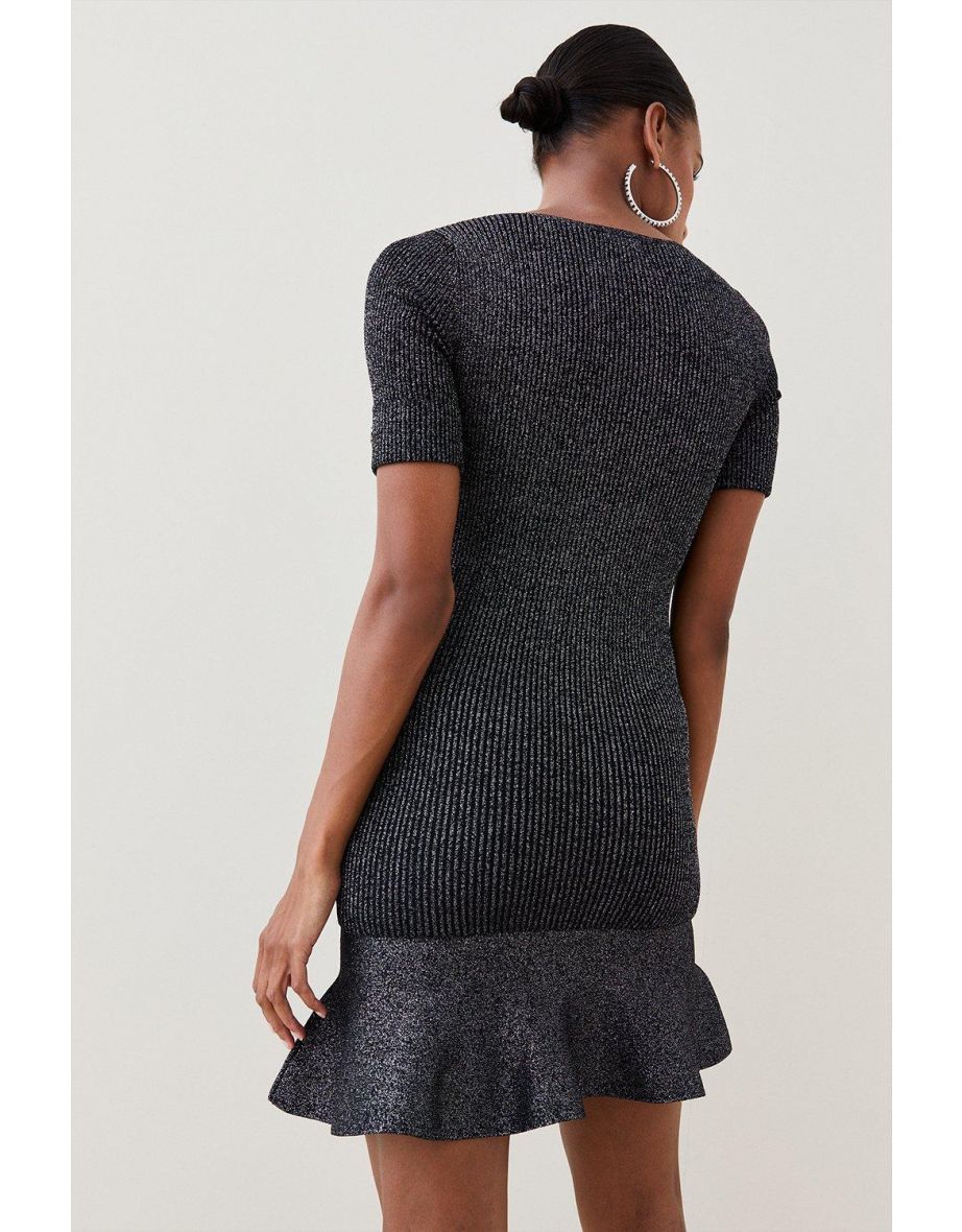 Sweetheart Neck Rib Knit Pencil Midi Dress - 2